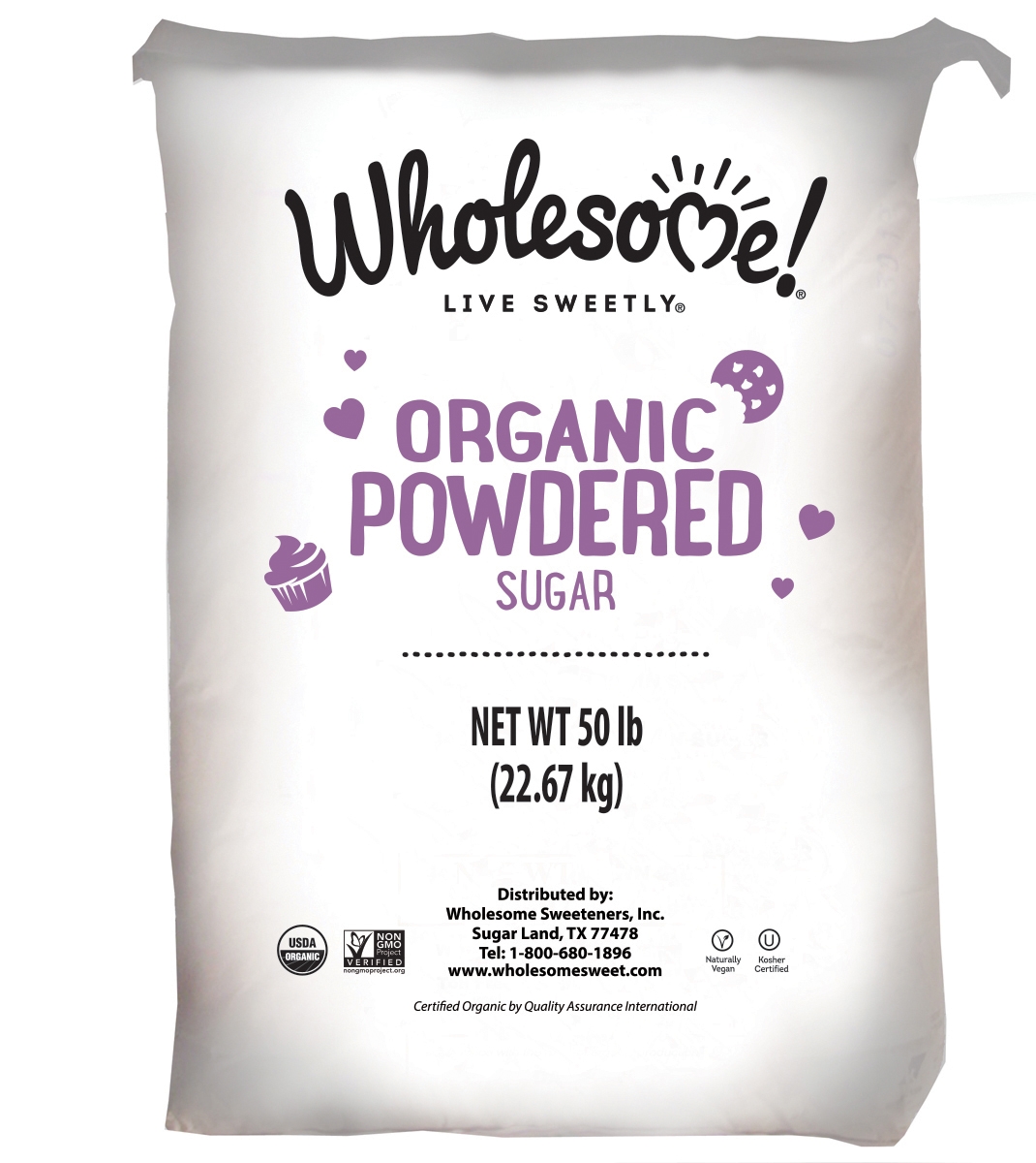 Wholesome Sweeteners Organic Powder Sugar, 50 Pound.