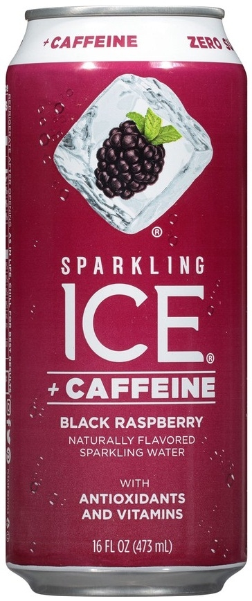 Sparkling Ice Caffeine Black Raspberry Sparkling Water, 16 Fluid Ounce Can -- 12 per case.
