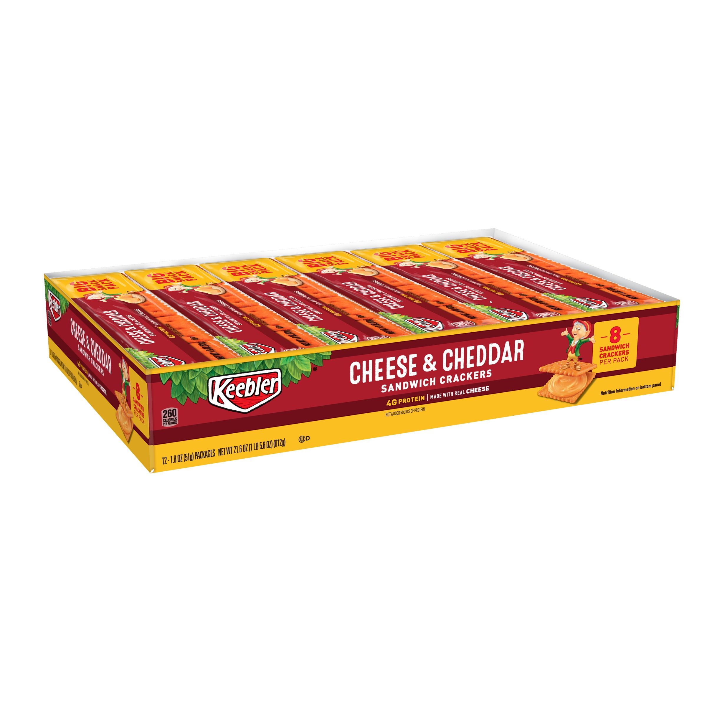 Keebler Sandwich Cheese and Cheddar Sandwich Crackers - 12 count tray, 12 per case