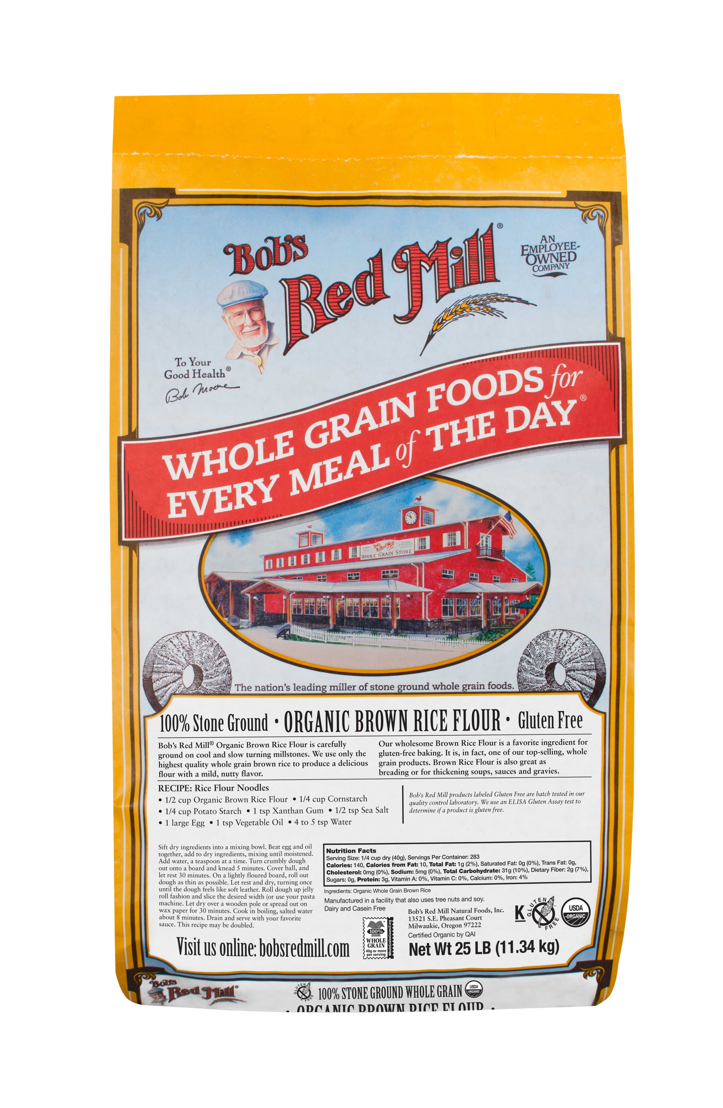 Bobs Red Mill Organic Brown Rice Flour, 25 Pound.
