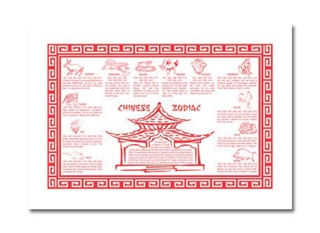 Lapaco Zodiac Red Stock Printed Placemat, 15 x 10 inch -- 1000 per case.