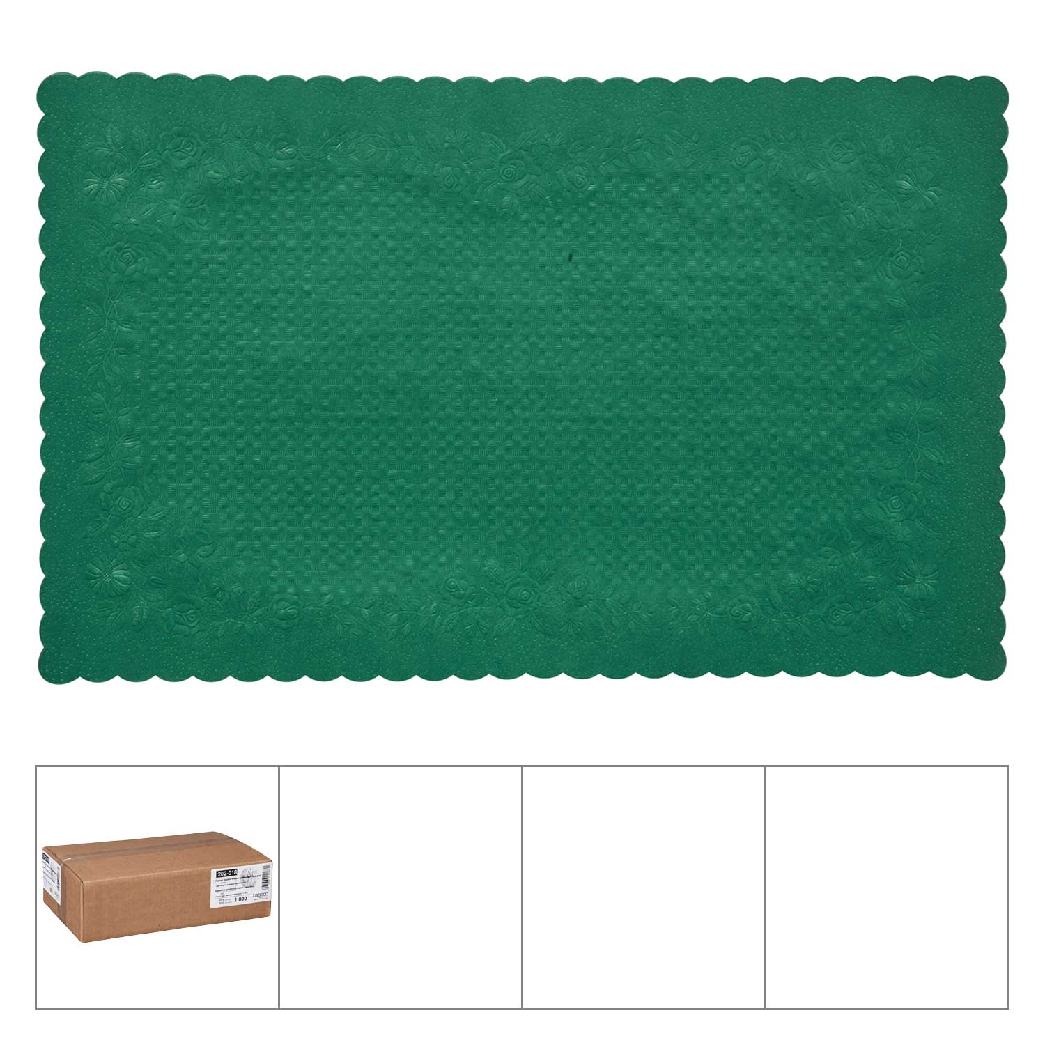 Lapaco Classic Basket Weave Light Weight Green Scalloped Edge Embossed Placemat -- 1000 per case.