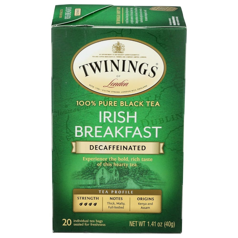 Twinings Irish Breakfast Decaffeinated Tea, 20 Bags per Pack -- 6 per case