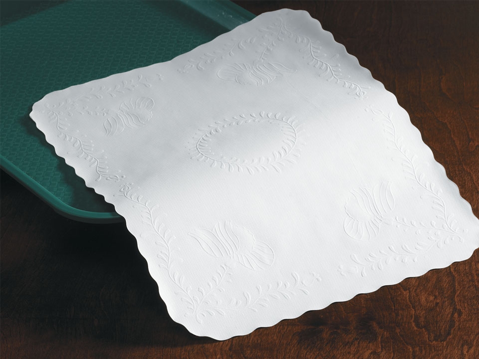 Smith Lee White Anniversary Scalloped Edge Tray Cover, 14 x 19 inch -- 2000 per case.