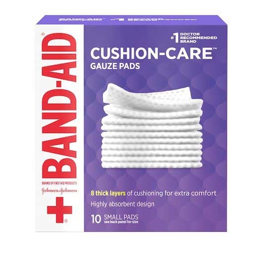 Johnson and Johnson Band-Aid Cushion Care Gauze Small 8 Thick Layers Pad - 10 count per pack -- 24 packs per case