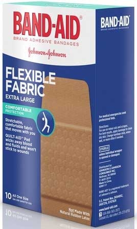 Band Aid Flexible Fabric Extra Large Adhesive Bandage, 10 count per pack -- 24 per case.
