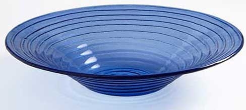 American Metalcraft Glacier Blue Glass Bowl, 14 3/4 x 3 inch Diameter