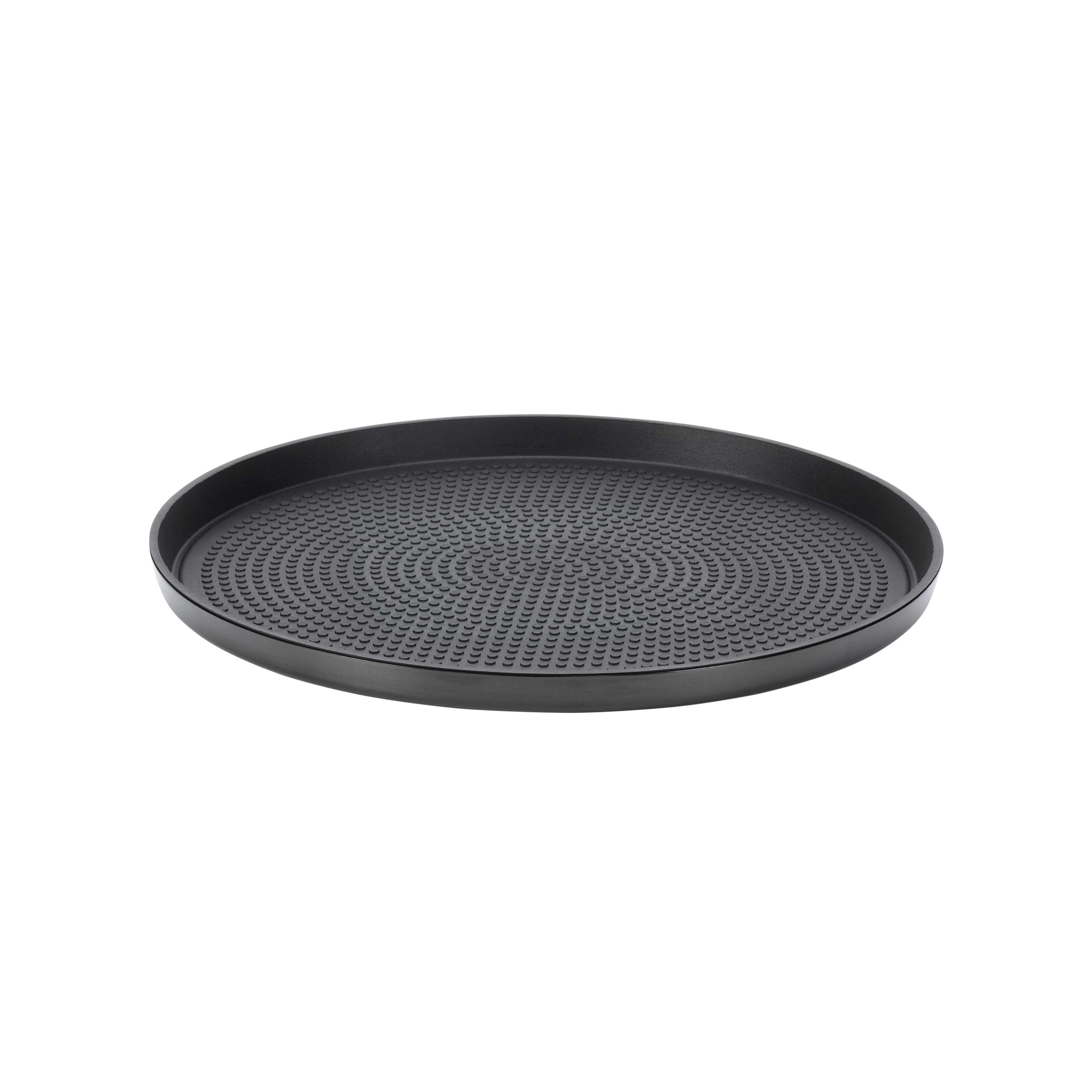 Service Ideas Black Onyx Modern Edge Small Round Serving Tray, 9 inch Width x 0.75 inch Height