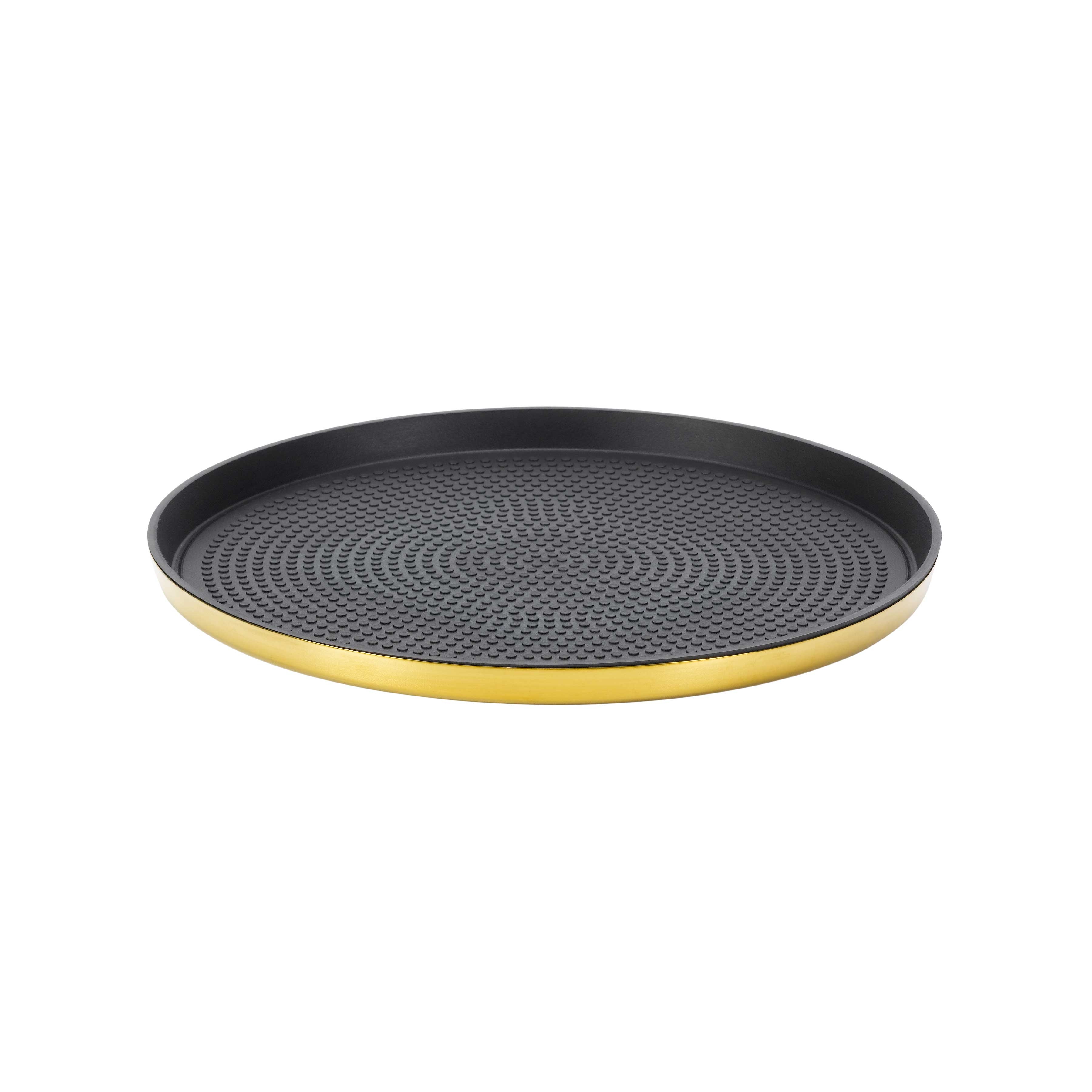 Service Ideas Rose Vintage Gold Edge Small Round Serving Tray, 9 inch Width x 0.75 inch Height