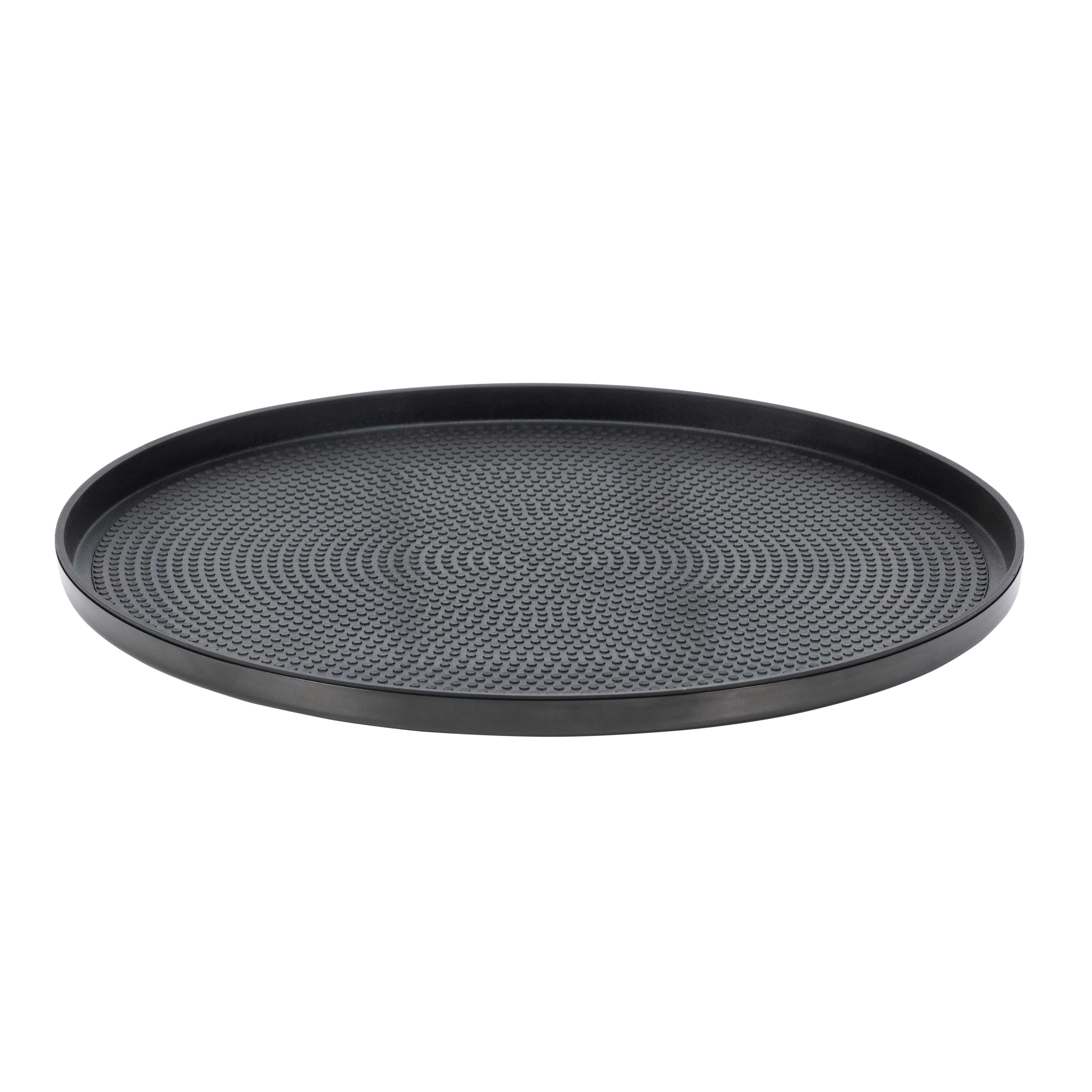 Service Ideas Black Onyx Modern Edge Medium Round Serving Tray, 12 inch Width x 0.75 inch Height