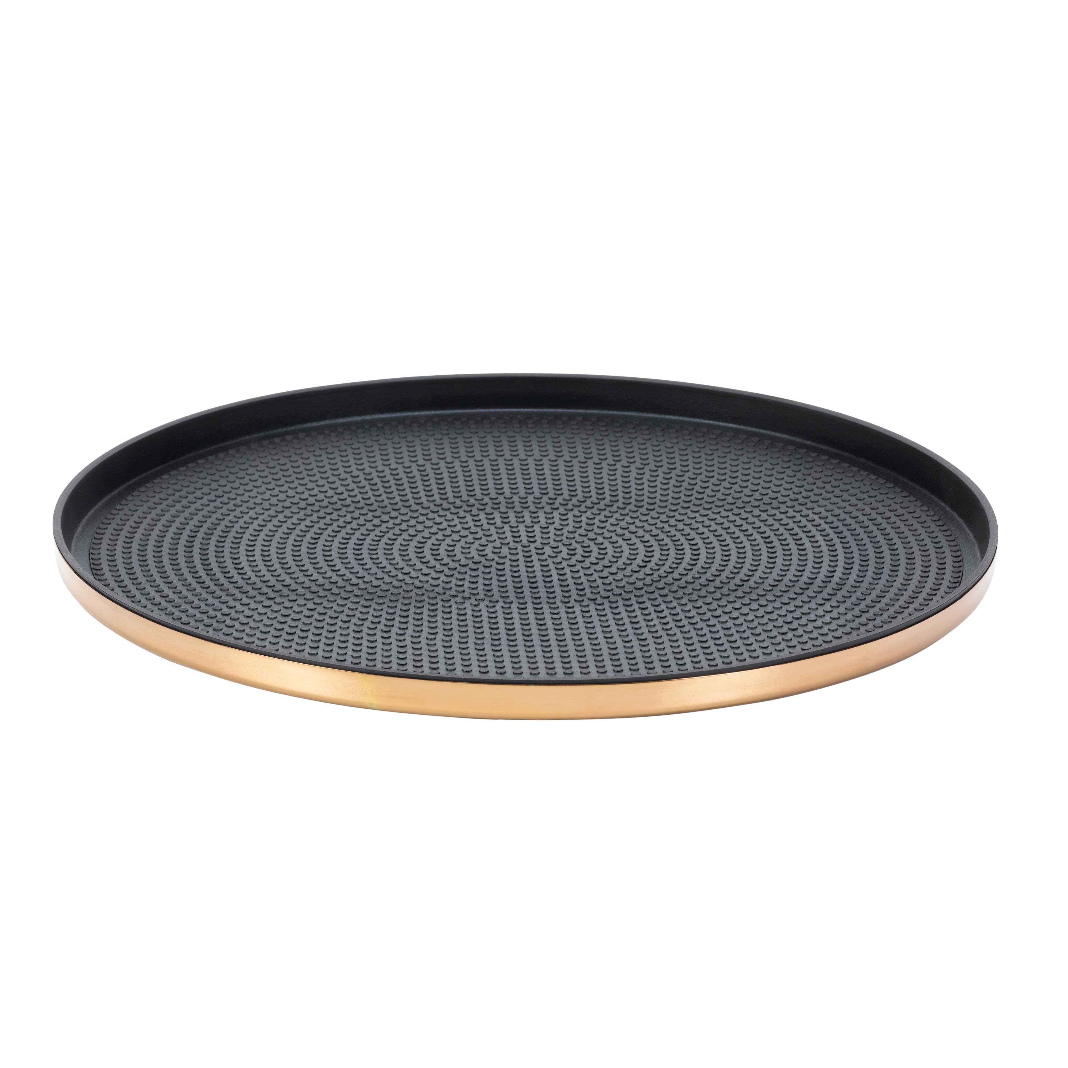 Service Ideas Rose Gold Modern Edge Medium Round Serving Tray, 12 inch Width x 0.75 inch Height