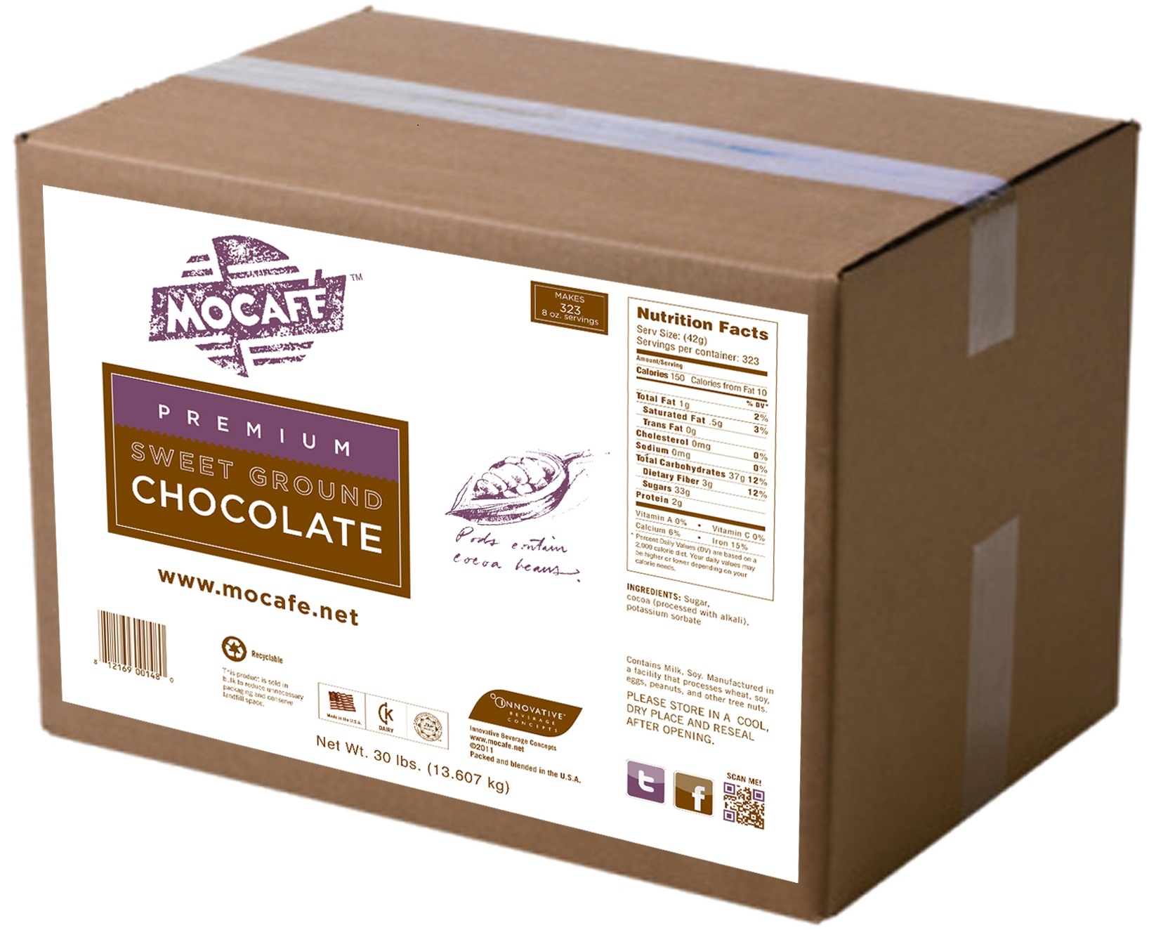 Mocafe Sweet Ground Chocolate, 30 Pound