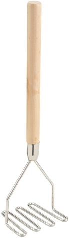 Winco Square Potato Masher with Chrome Plated Wooden Handle, 4.5 x 17.75 inch -- 12 per case