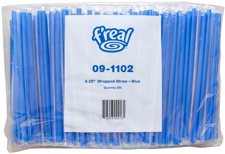 Amercare F Real Blue Poly Wrapped Giant Straw, 300 count per pack -- 10 per case.