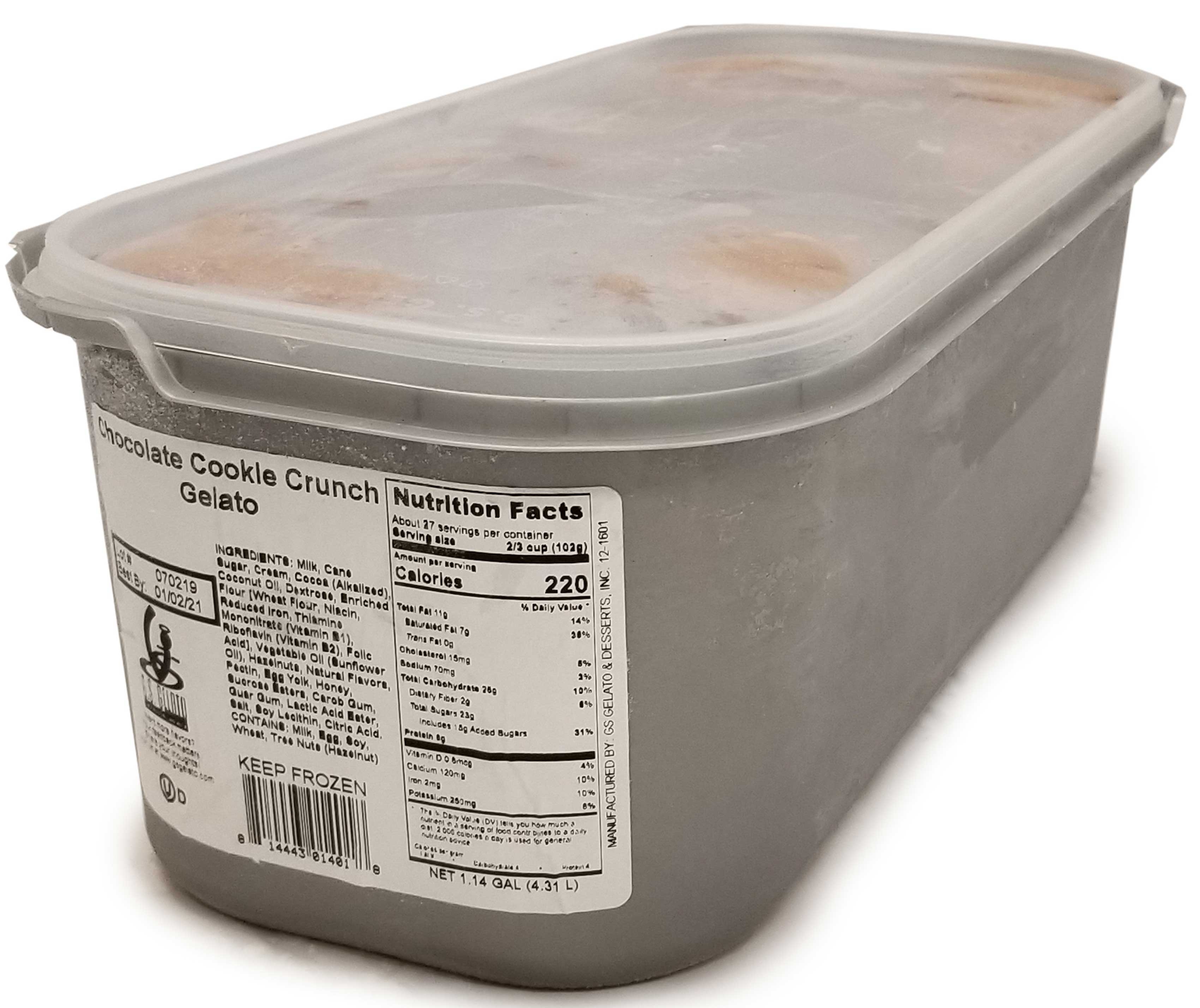 GS Gelato Chocolate Cookie Crunch Gelato, 4.31 Liter