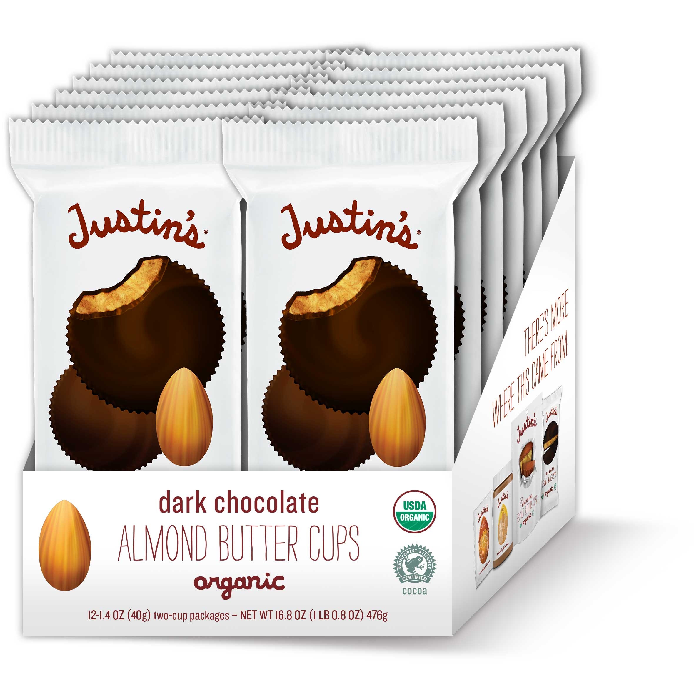 Justins Organic Dark Chocolate Almond Butter Cup, 1.4 Ounce -- 72 per case