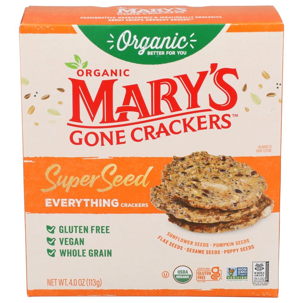 Marys Gone Crackers Organic Everything Super Seed Cracker, 4 Ounce -- 6 per case