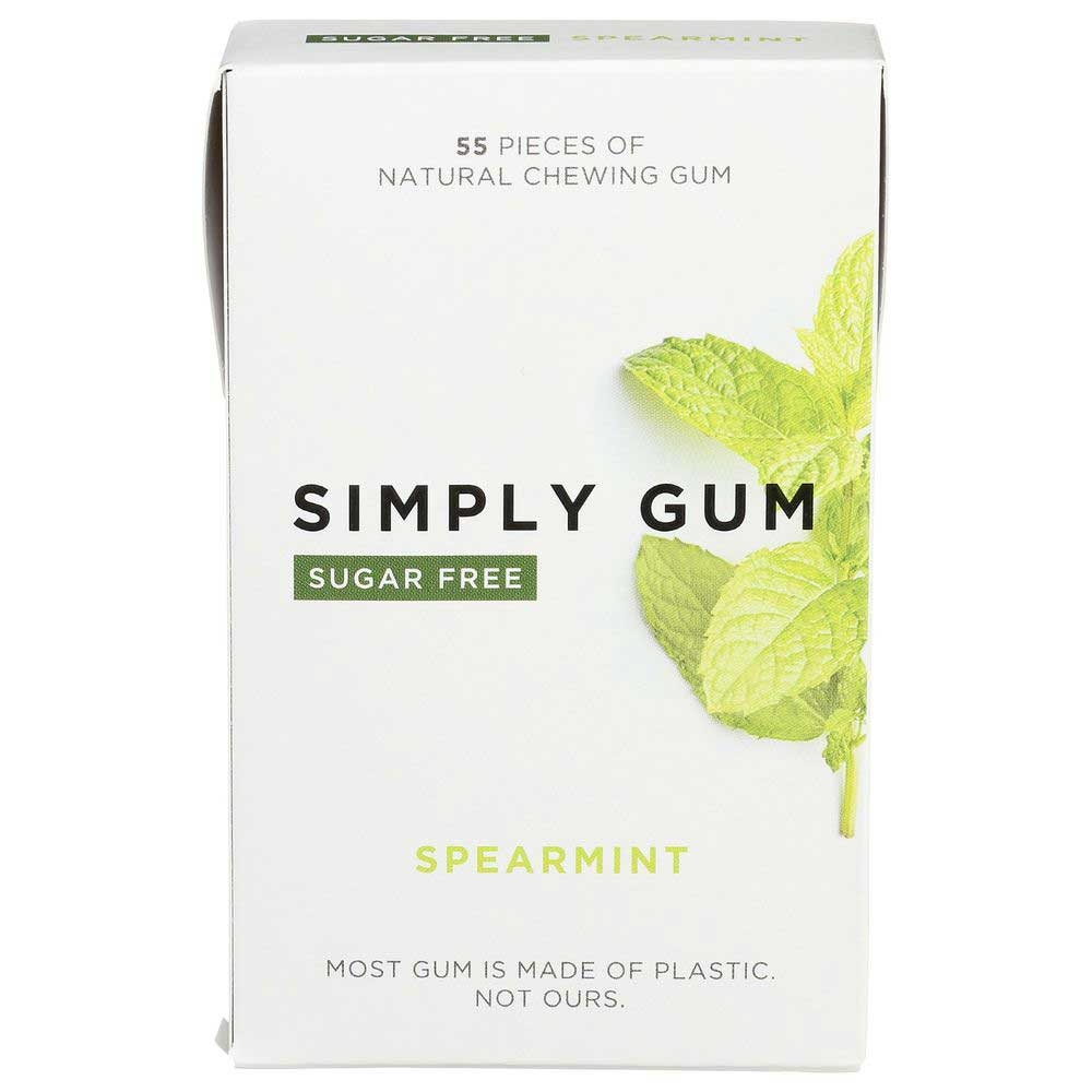 Simply Gum Sugar Free Spearmint Chewing Gum, 55 count -- 6 per case
