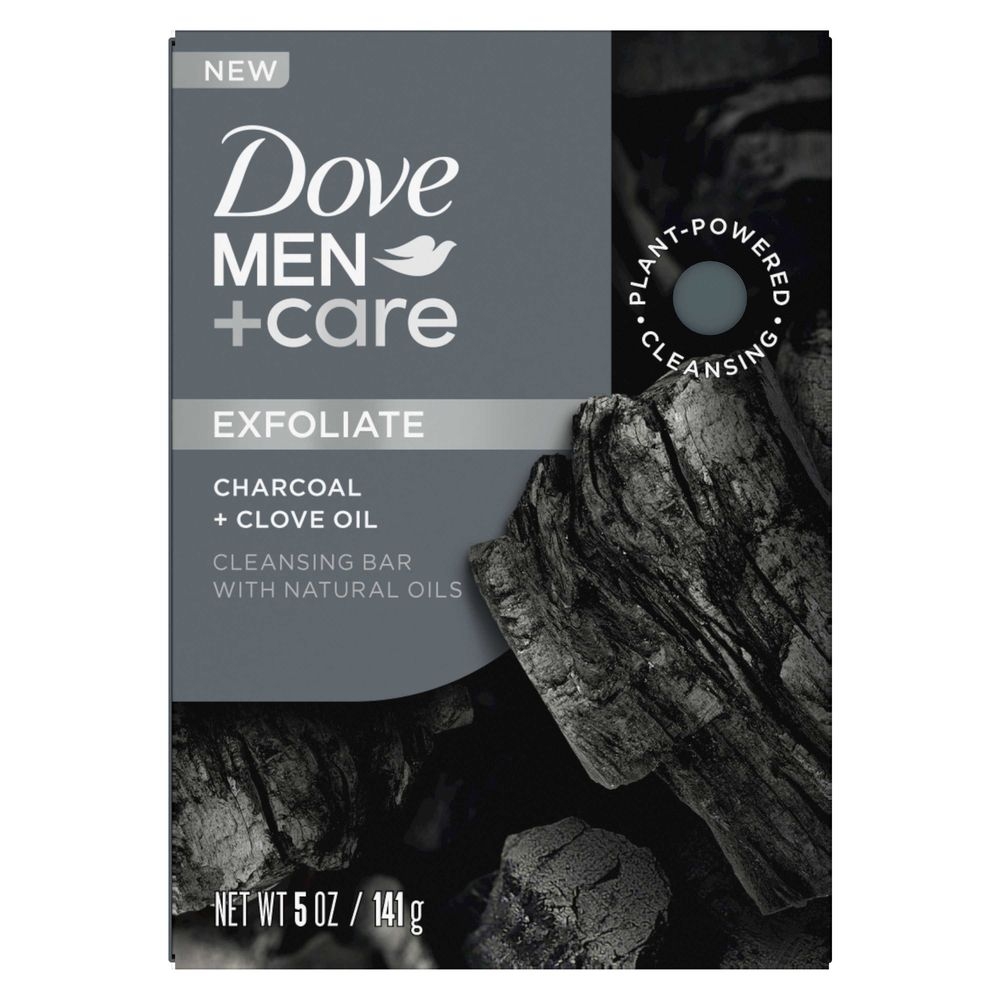 Dove Men Plus Care Charcoal Plus Clove Oil Exfoliate Cleansing Bar Soap, 5 Ounce -- 72 per case