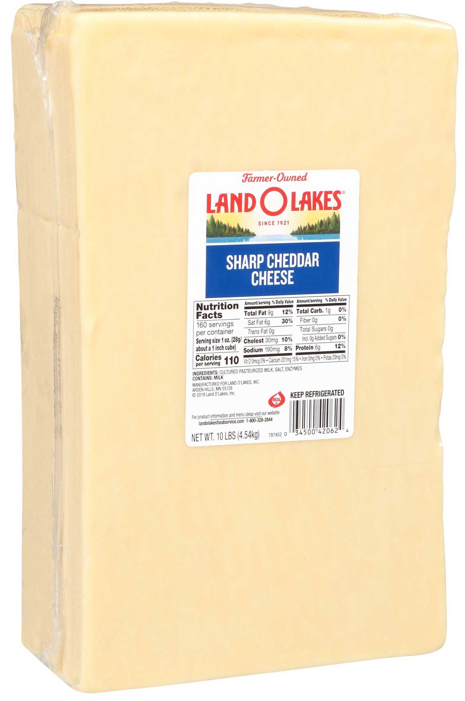 Land O Lakes White Sharp Cheddar Cheese, 10 Pound.