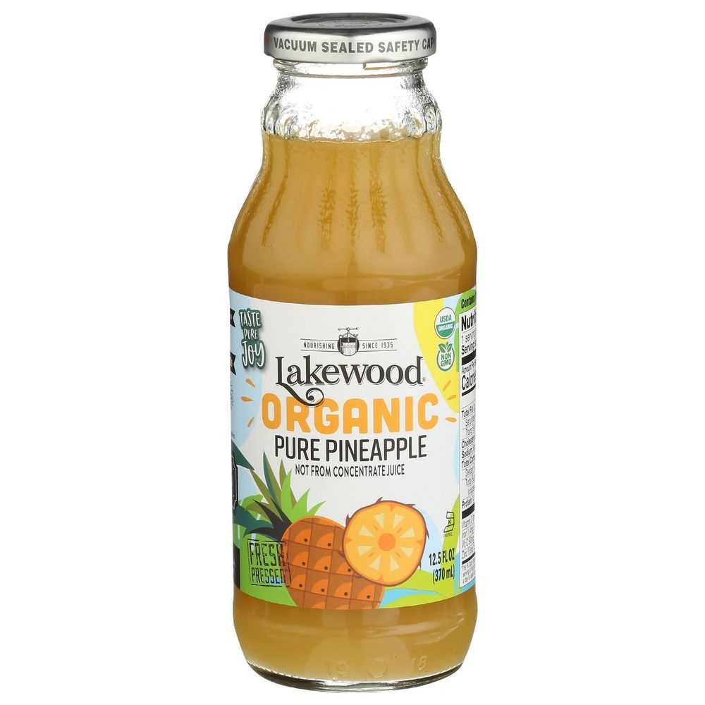 Lakewood Organic Pure Pineapple Juice, 12.5 Fluid Ounce