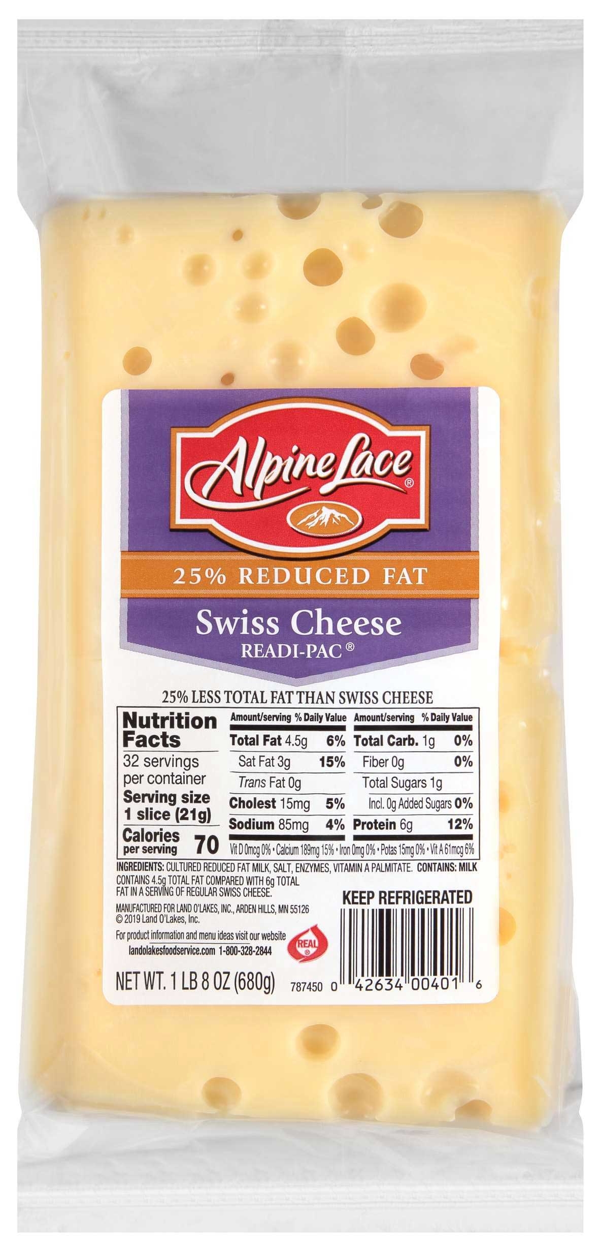 Land O Lakes Alpine Lace Readi-Pac Swiss Cheese Slice, 1.5 Pound -- 8 per case.