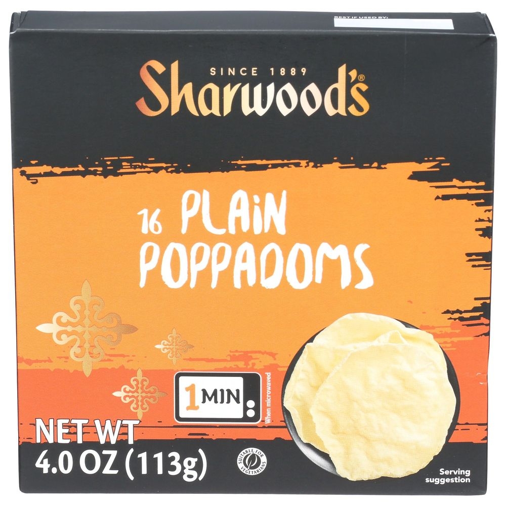 Sharwoods Plain Poppadoms, 4 Ounce -- 12 per case