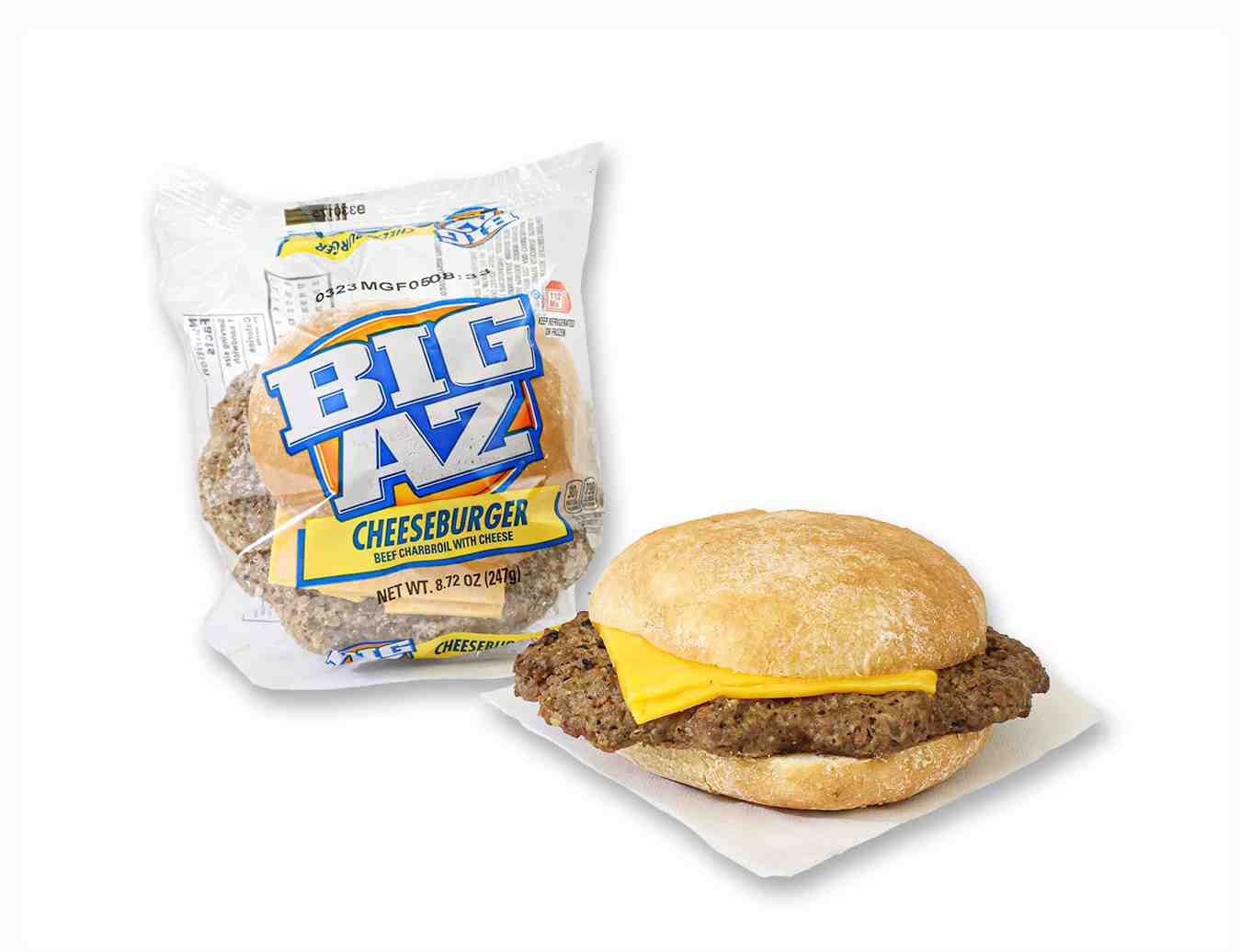 BIG AZ Charbroil Beef Cheeseburger 8.7 Ounce -- 10 per case.