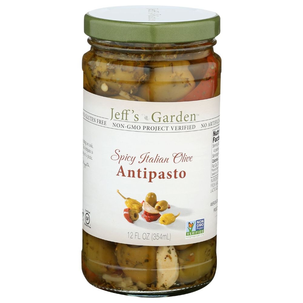Jeffs Garden Spicy Italian Olive Antipasto, 12 Ounce -- 6 per case