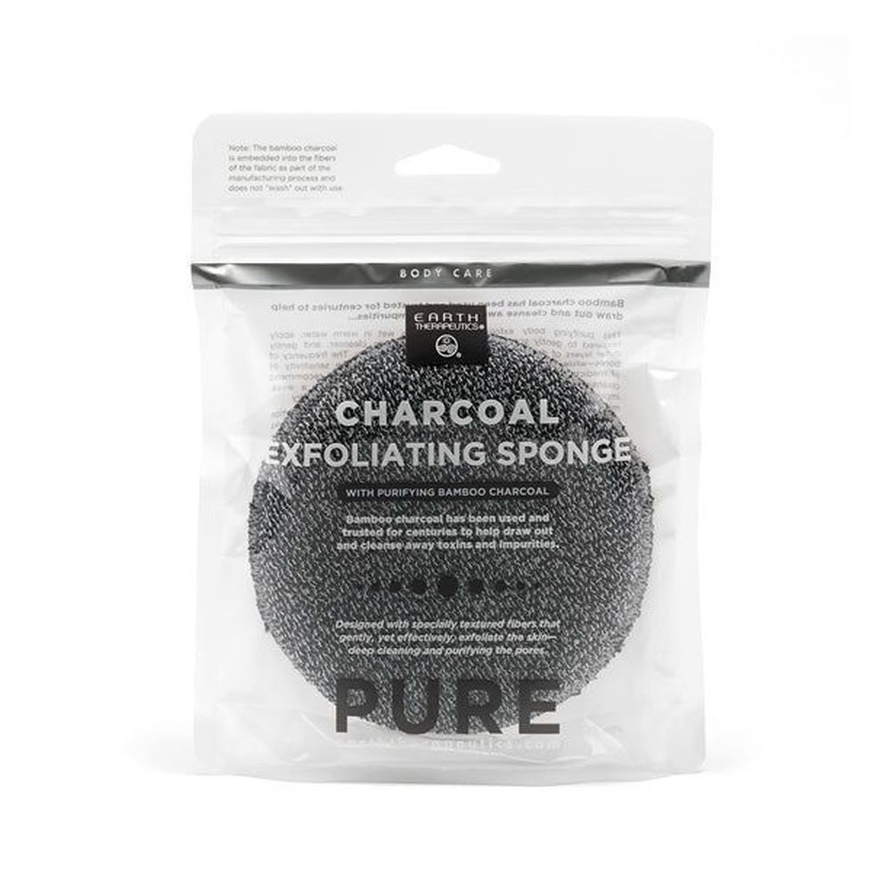 Earth Therapeutics Charcoal Round Exfoliating Sponge, 5.125 x 7.875 x 1.125 inch