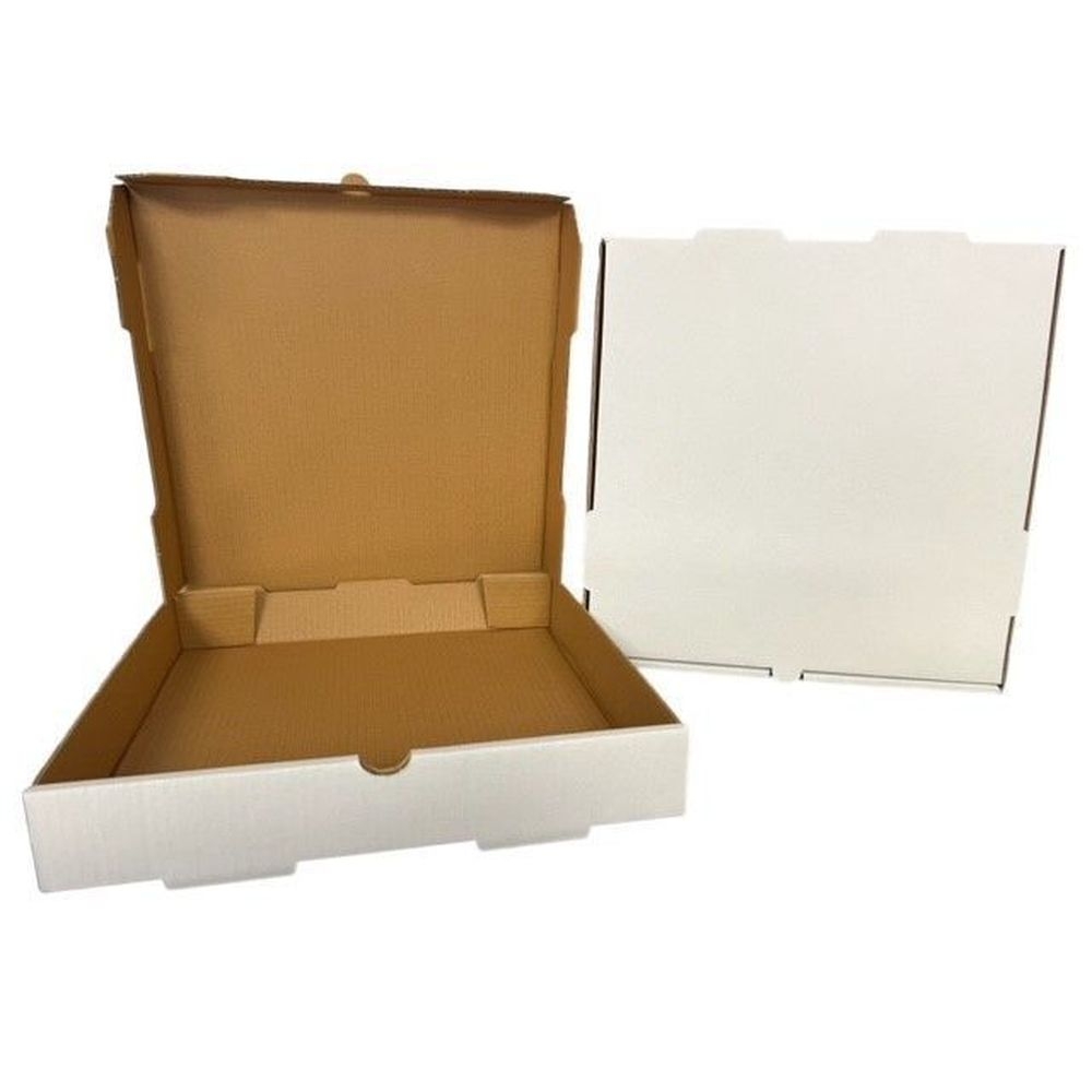 Nemco White / Kraft B Flute White Plain Pizza Box, 10 x 10 x 2 inch -- 50 per case
