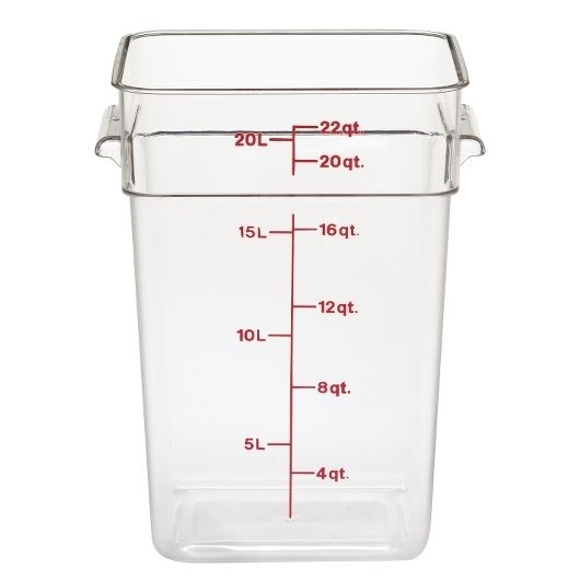 Clear 11 1/4 inch X 12 1/4 inch X 15 3/4 inch Camsquare Food Storage Containers, Cleach.R ,22 Quart -- 6 per case