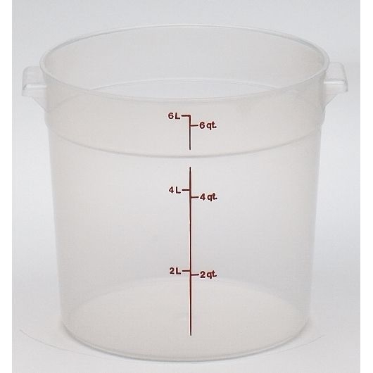 Translucent Round Plastic Container, 6 Quart -- 12 per case
