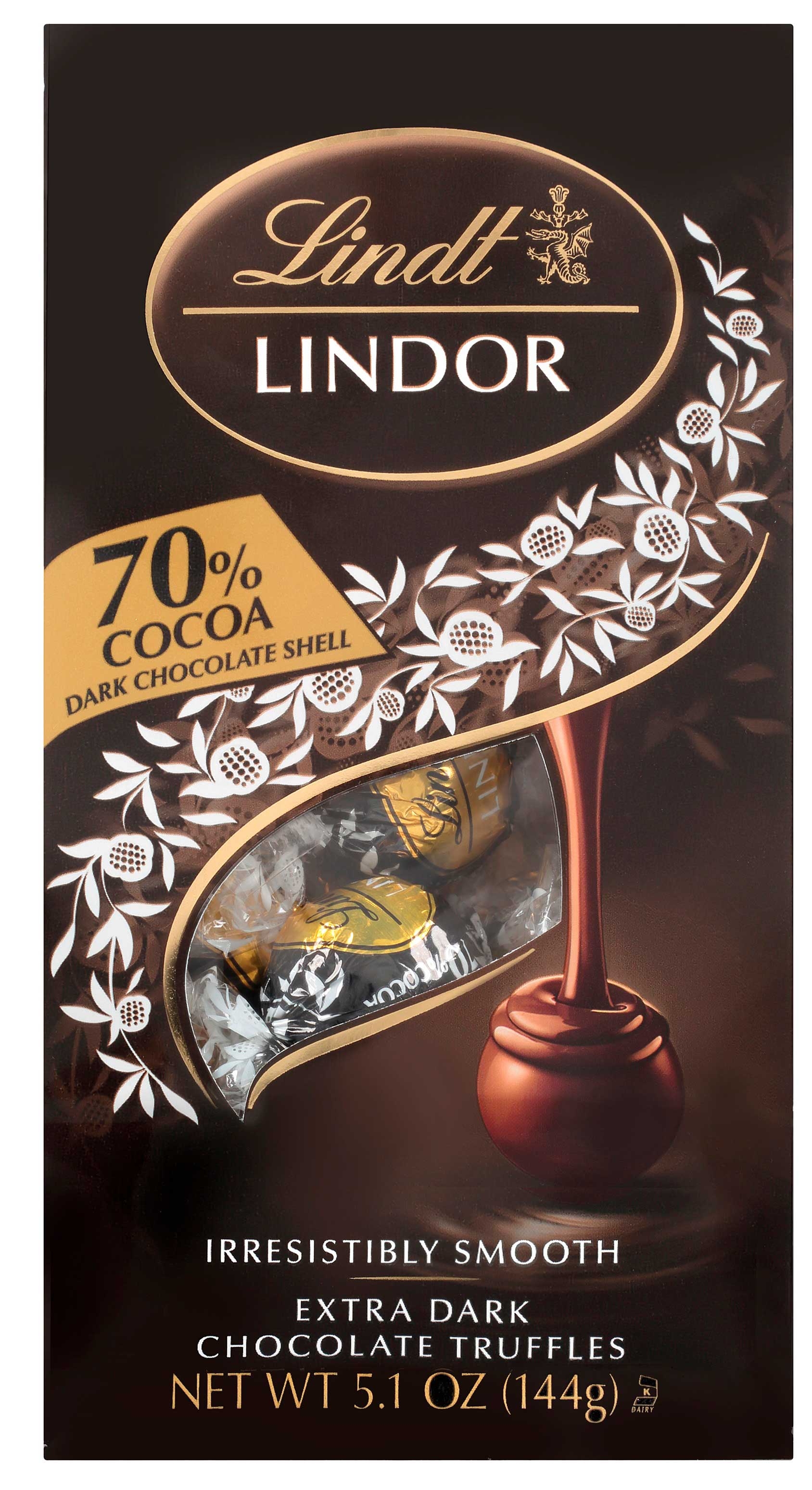 Lindt and Sprungli Lindor 70 Percent Extra Dark Chocolate Truffles, 5.1 Ounce -- 6 per case
