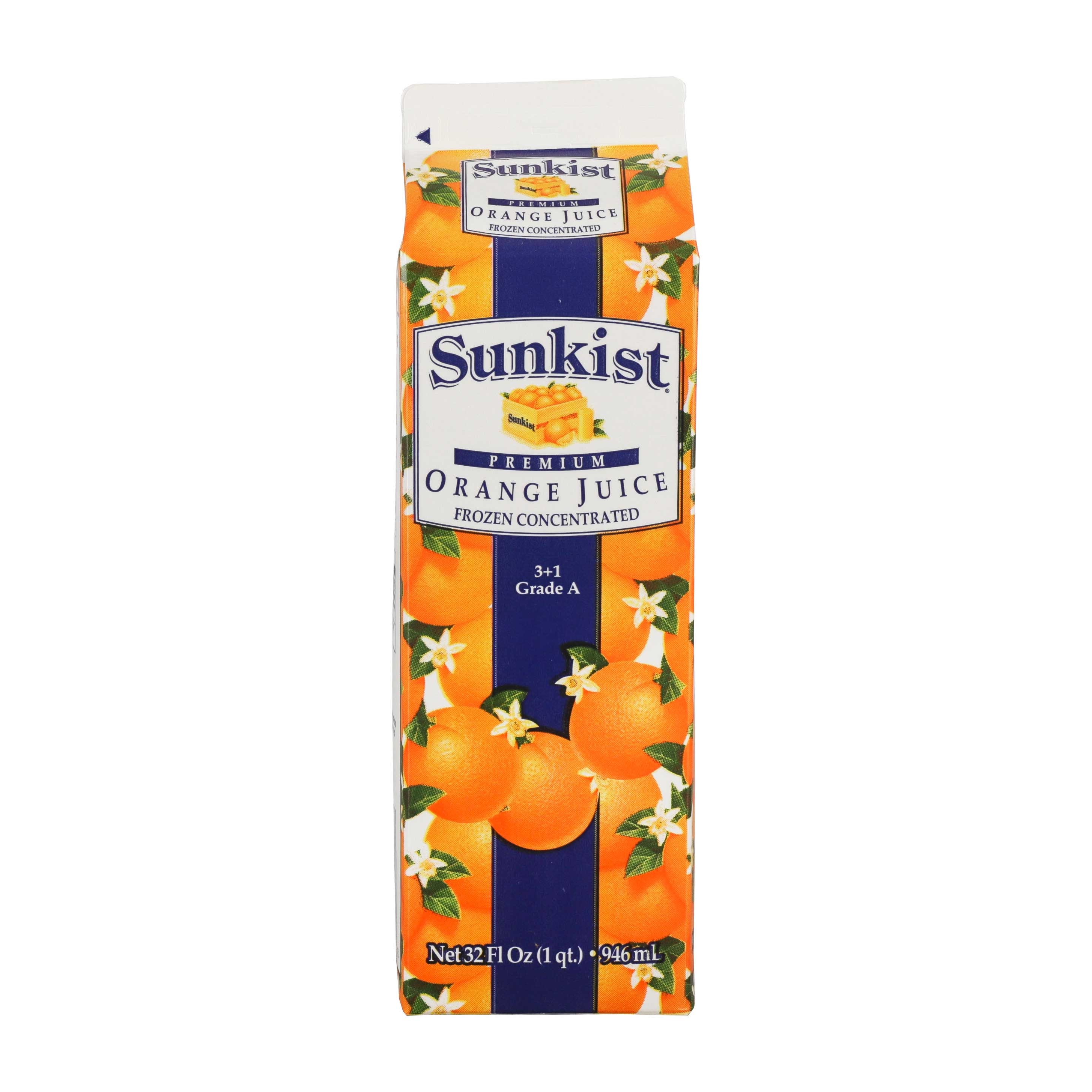Sunkist Orange 100 Percent Frozen Concentrate 3 Plus 1 Juice, 32 Ounce -- 12 per case