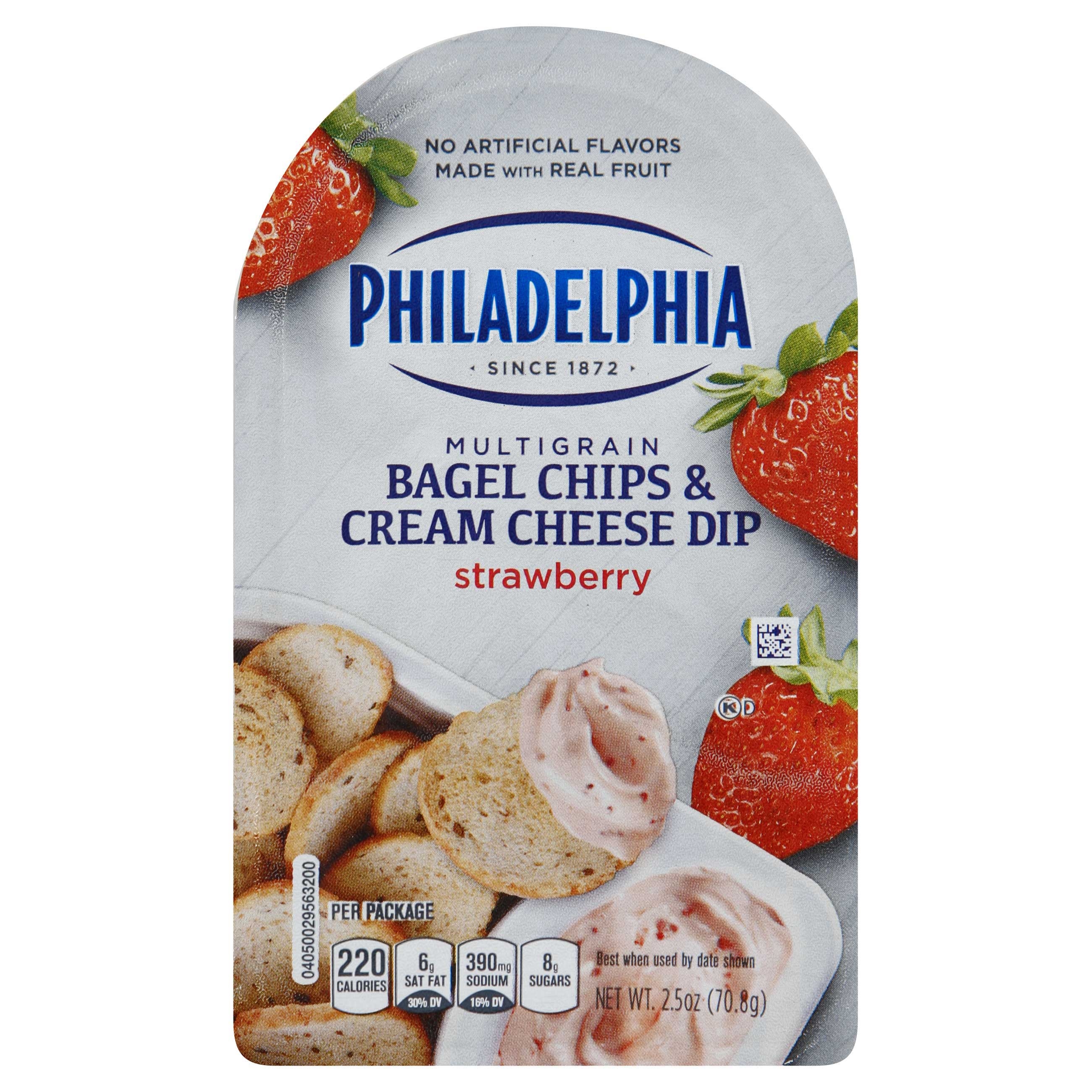 Philadelphia Strawberry Bagel Chips and Cream Cheese Dip, 2.5 Ounce -- 10 per case.