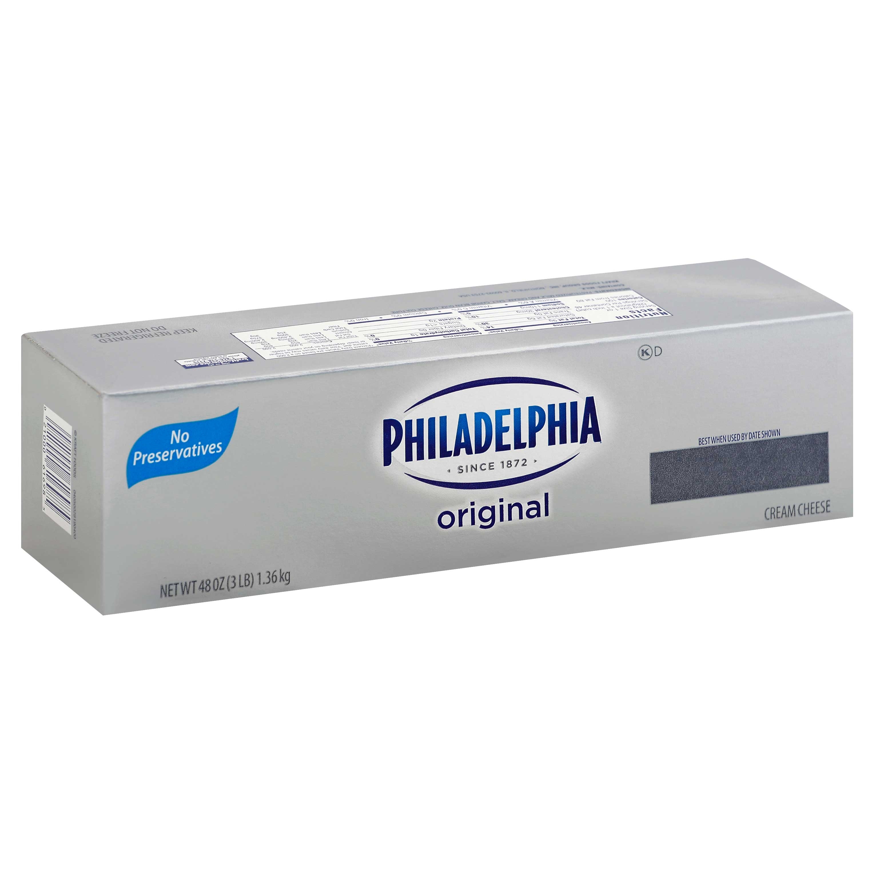 Kraft Philadelphia Cream Cheese Loaf, 3 Pound -- 6 per case.