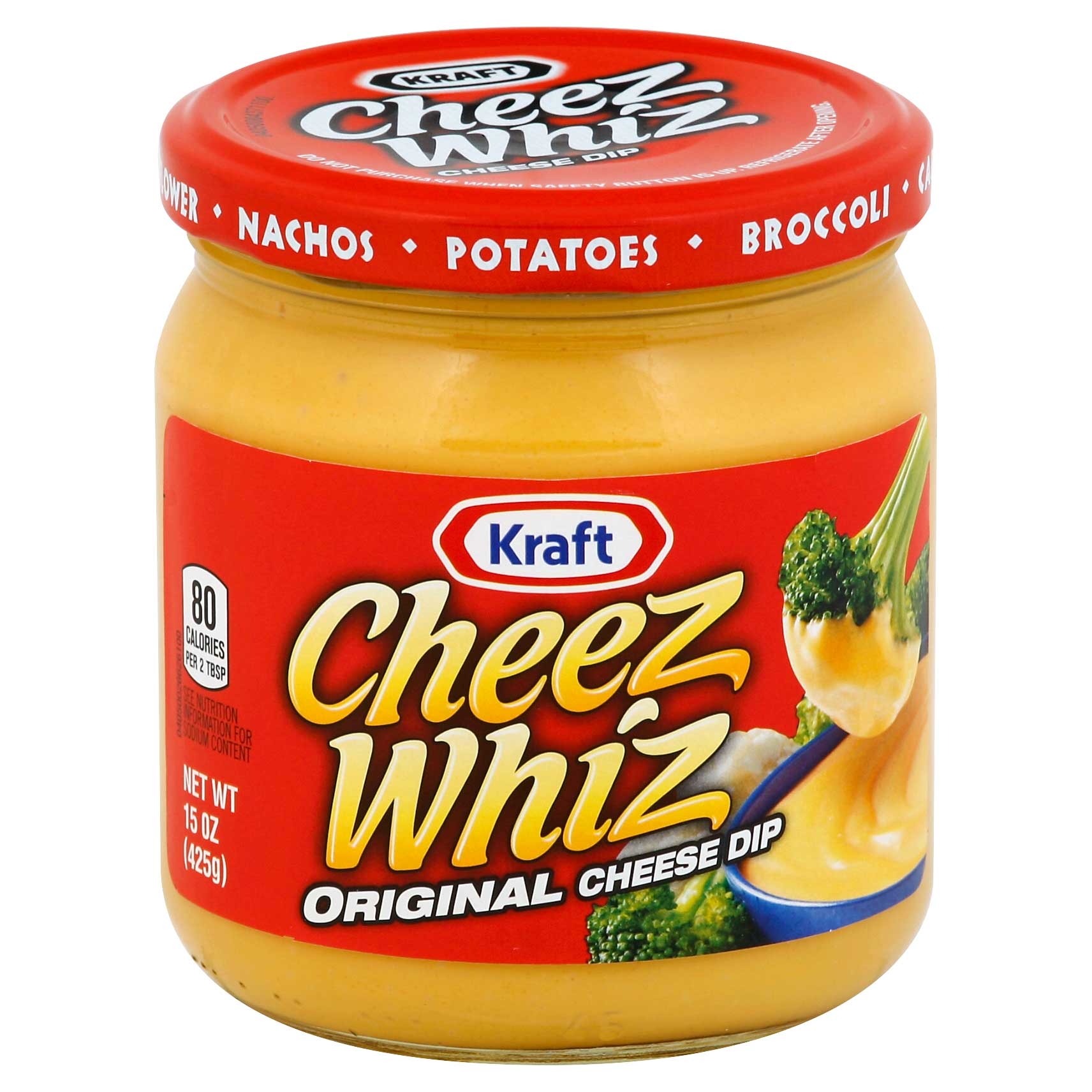 Kraft Cheez Whiz Original Plain Cheese Dip, 15 Ounce -- 12 per case.