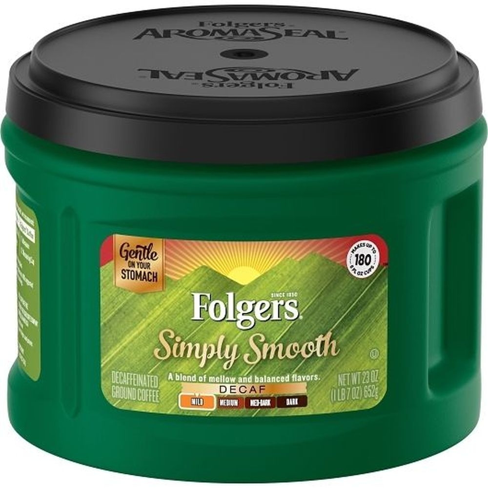 Folgers Simply Smooth Decaf Ground Coffee, 23 Ounce -- 6 per case