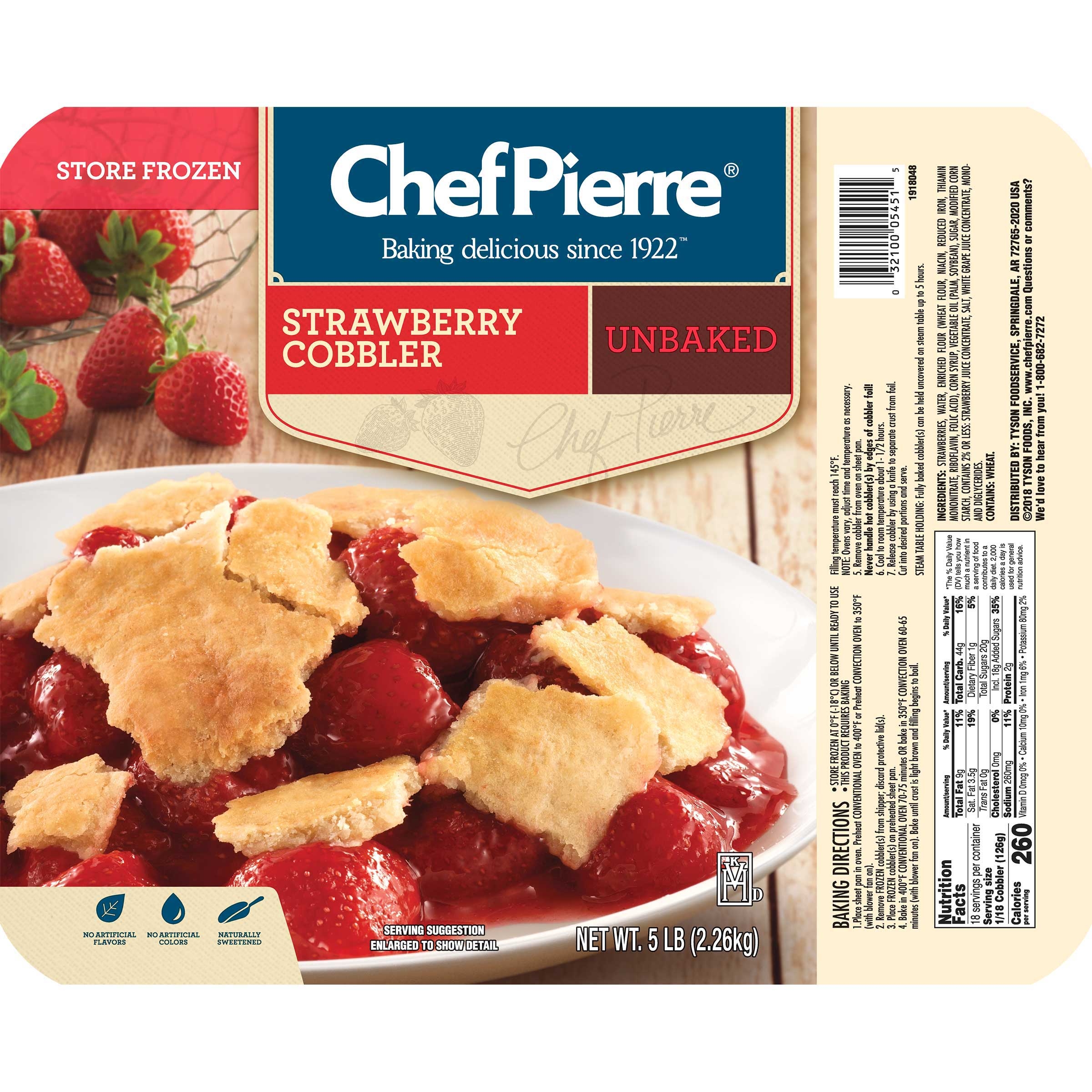 Sara Lee Chef Pierre Strawberry Cobbler, 5 Pound -- 2 per case.