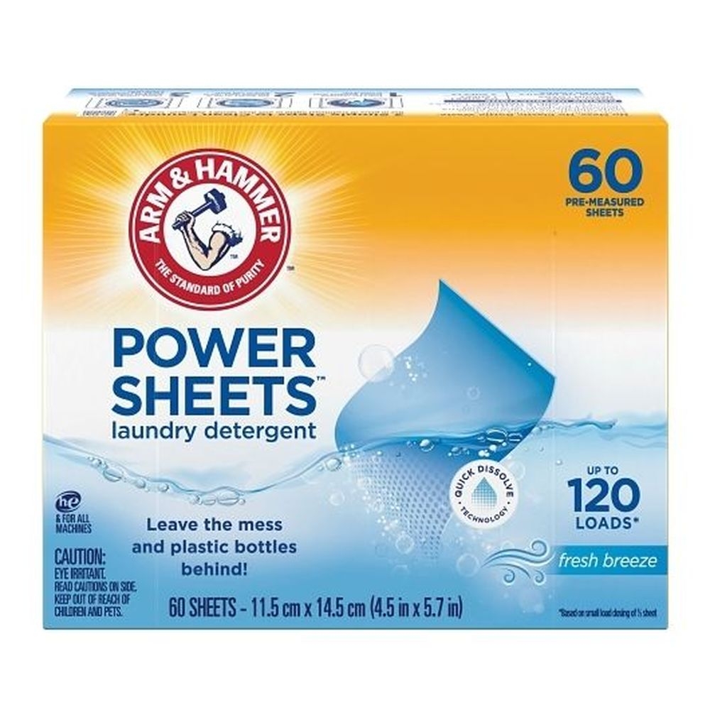 Arm and Hammer Power Sheets Fresh Breeze Laundry Detergent Sheets, 60 count -- 6 per case