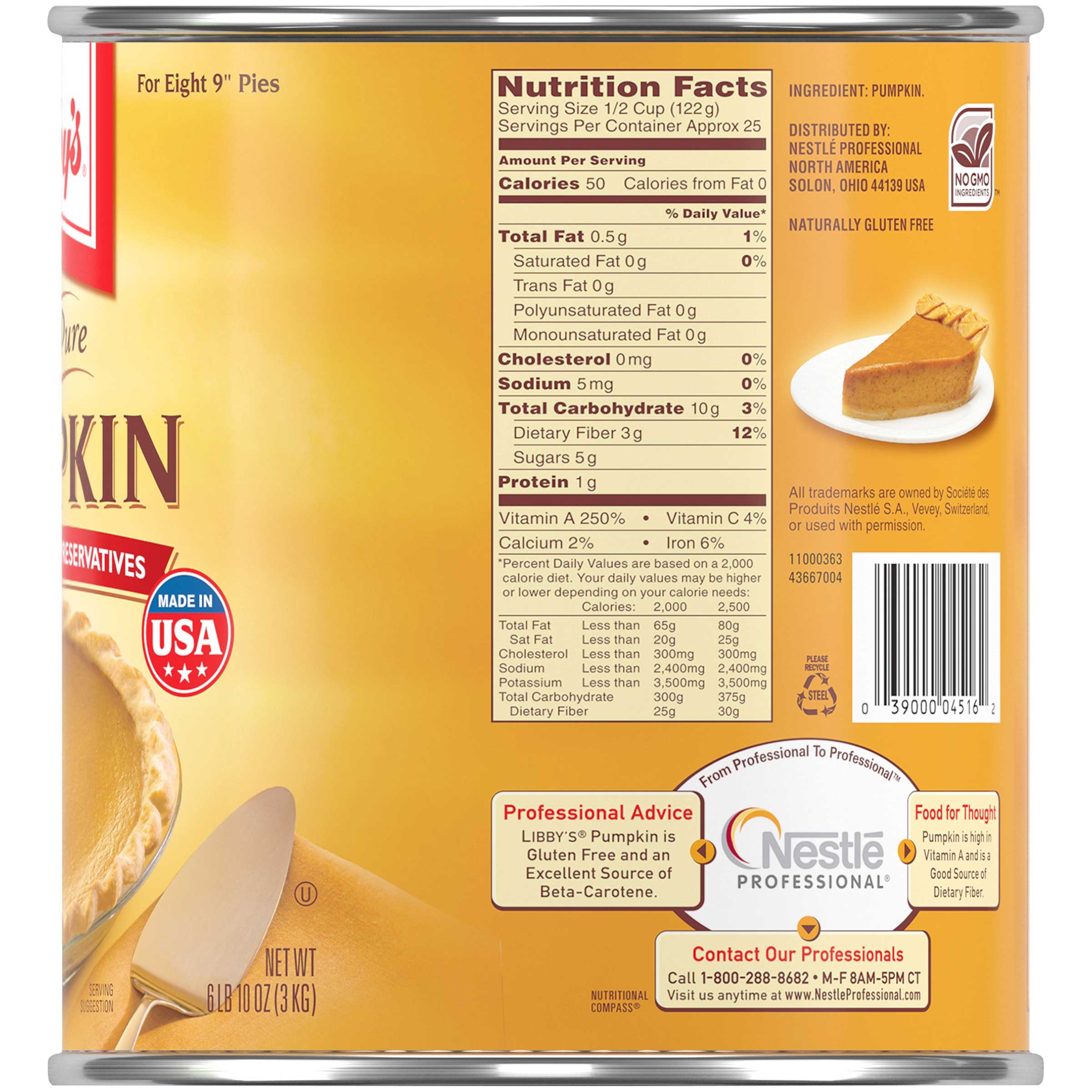 Libbys 100 Percent Pure Pumpkin, 6.62 Pound -- 6 per case.