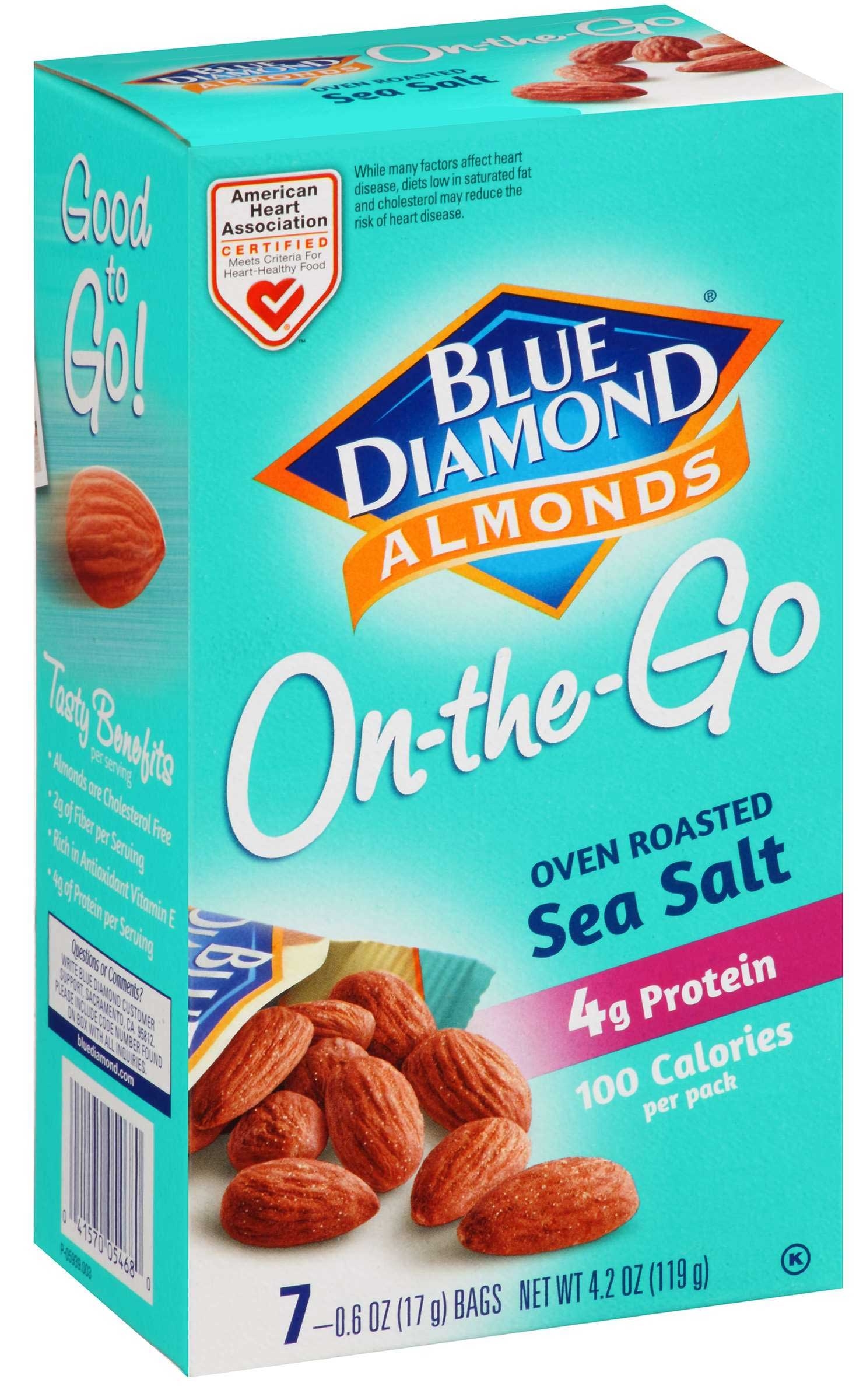Blue Diamond 100 Calories Dry Roasted Sea Salt Almonds, 4.2 Ounce -- 6 per case