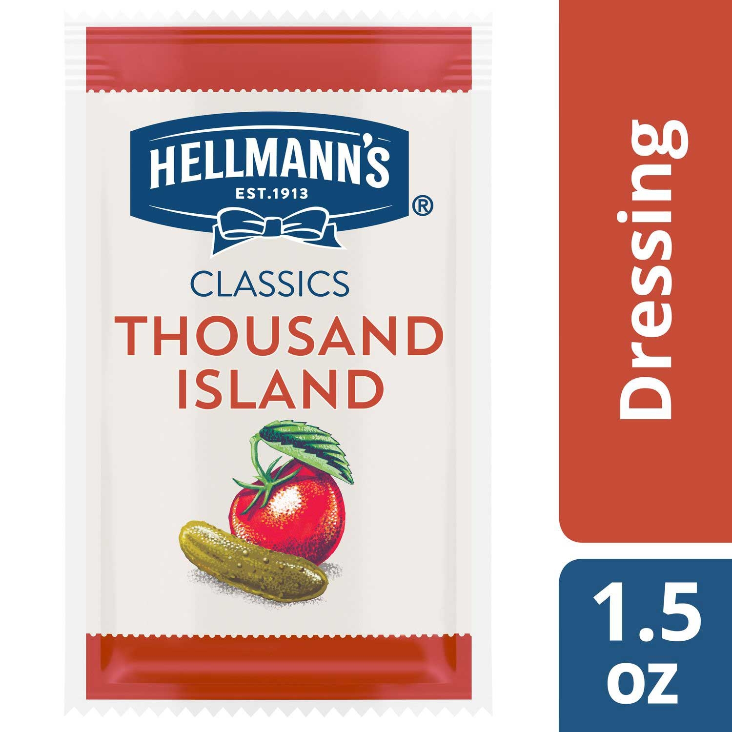 Hellmanns Classics Salad Dressing Portion Control Sachets Thousand Island, 1.5 Ounces -- 102 per case