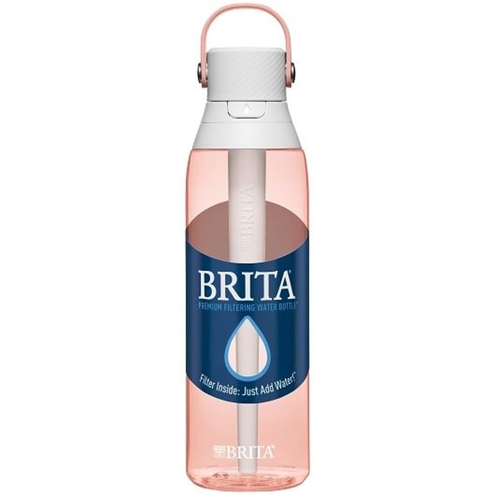 Brita Hard-Sided Plastic Blush Premium Filtering Water Bottle, 26 Ounce Capacity - 12 per case