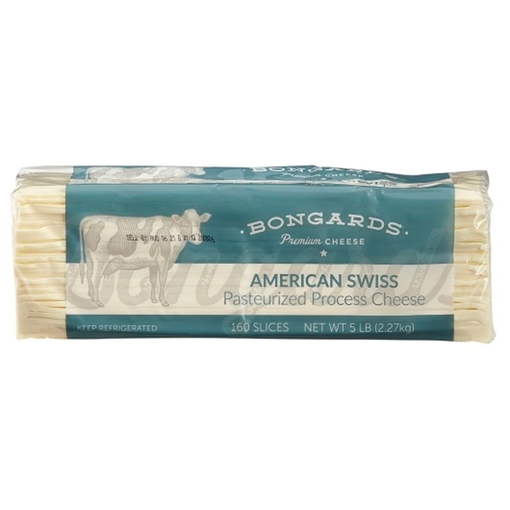 Bongards Pasteurized Process Horizontal American Swiss Cheese Slice, 5 Pound -- 4 per case