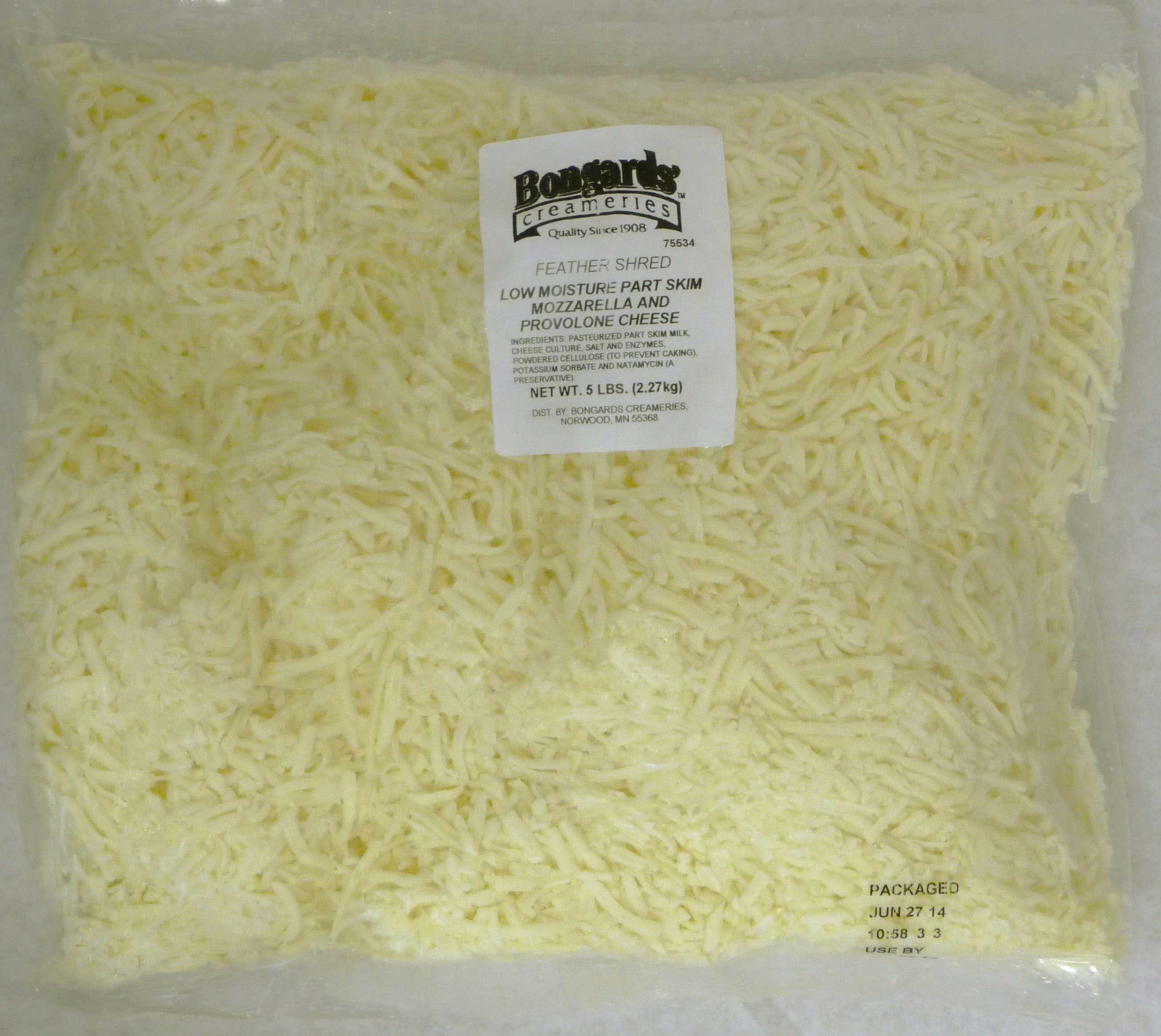 Bongards Mozzarella Provolone Blended Feather Shredded Cheese, 5 Pound -- 4 per case.