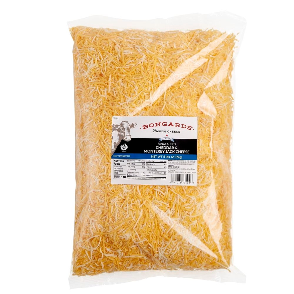 Bongards Cheddar and Monterey Jack Fancy Cheese Shred, 5 Pound -- 4 per case