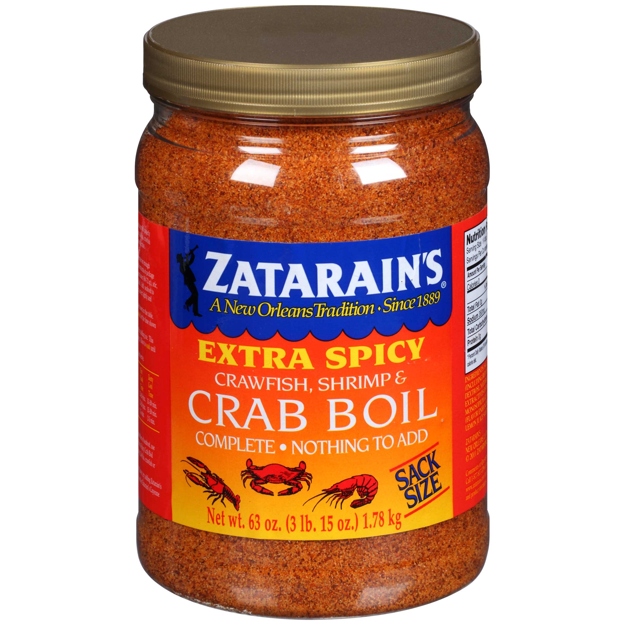 Zatarains Extra Spicy Crab and Shrimp Boil - Pre Seasoned, 63 Ounce -- 6 per case.