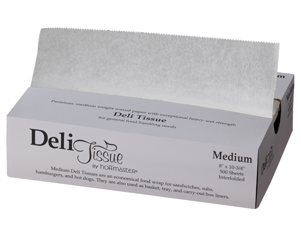 Hoffmaster Medium Waxed Interfolded Bakery/Deli Tissue, 500 sheets per pack -- 12 per case.